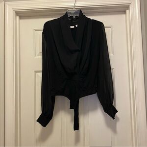 New York & Company Black Drape Neck Blouse Bodysuit, size S